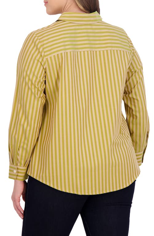 Foxcroft Mary Cotton Blend Button-up Shirt In Gold