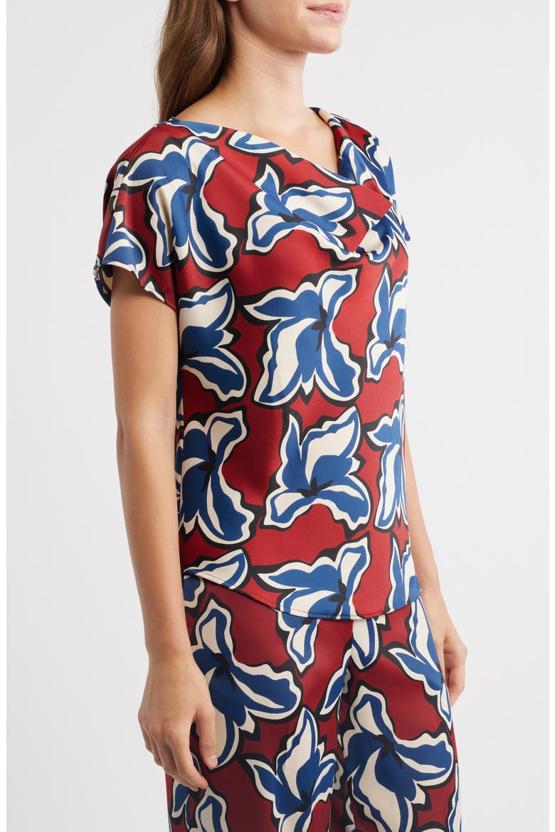 Cowl Neck Floral Top, Alternate, color, RUST MULTI