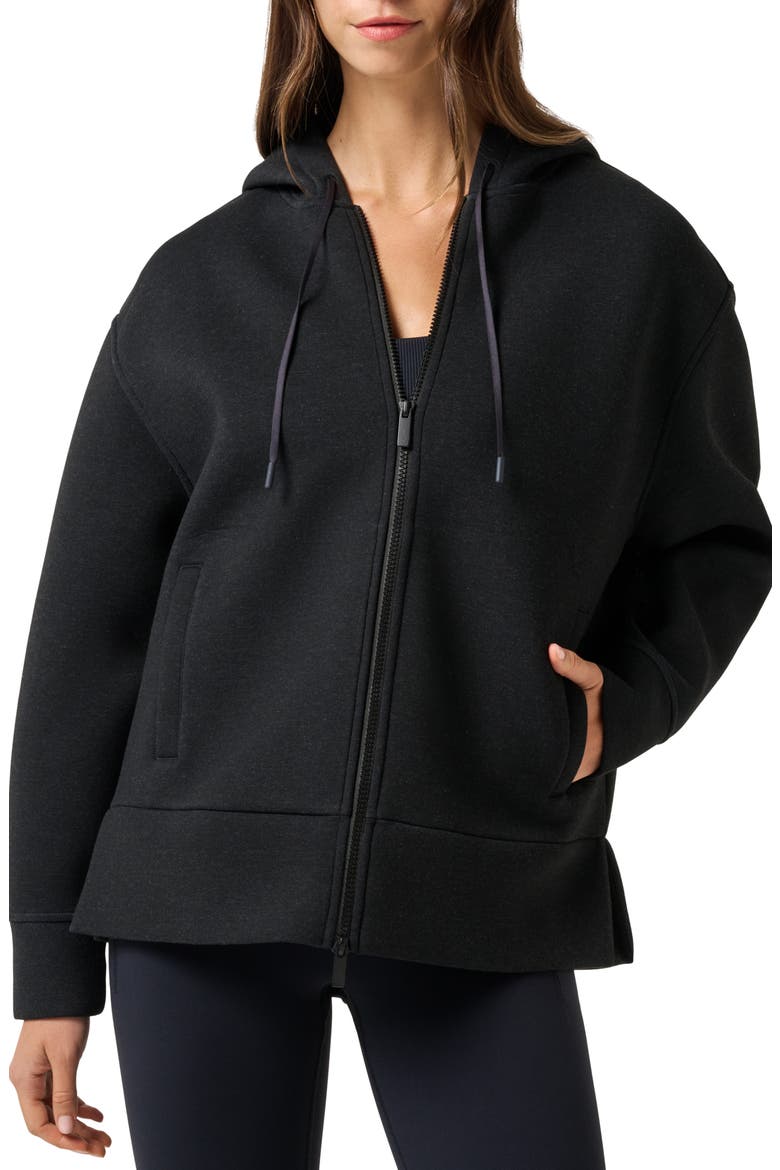 Cloudscape Zip-Up Hoodie Jacket, Main, color, HEATHER BLACK