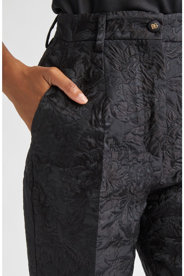 Floral Brocade Cigarette Pants, Alternate, color, N0000 NERO