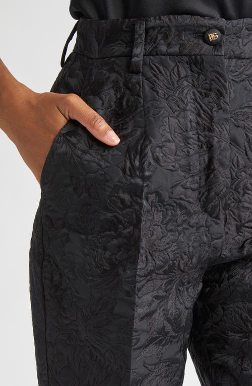 Dolce & Gabbana Floral-jacquard Tailored Trousers In Black