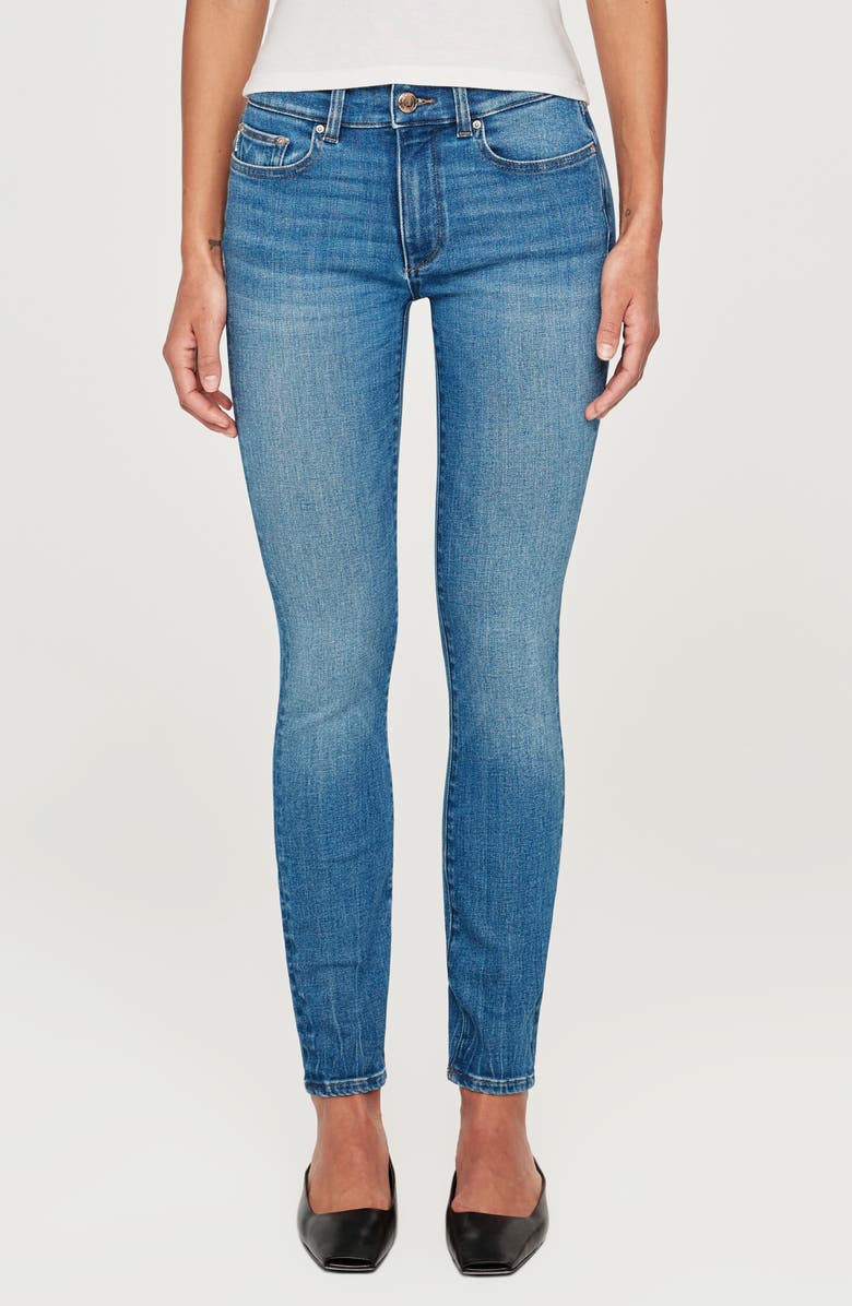 DL1961 Florence Instasculpt Raw Hem Mid Rise Skinny Jeans, Main, color, 