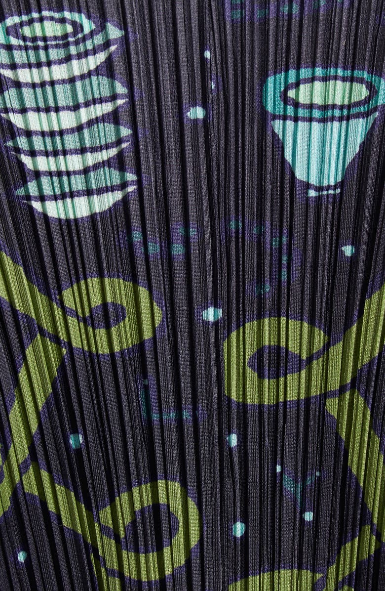 Pleats Please Issey Miyake Interplanetary Print Pleated Open Front Cardigan, Alternate, color, 