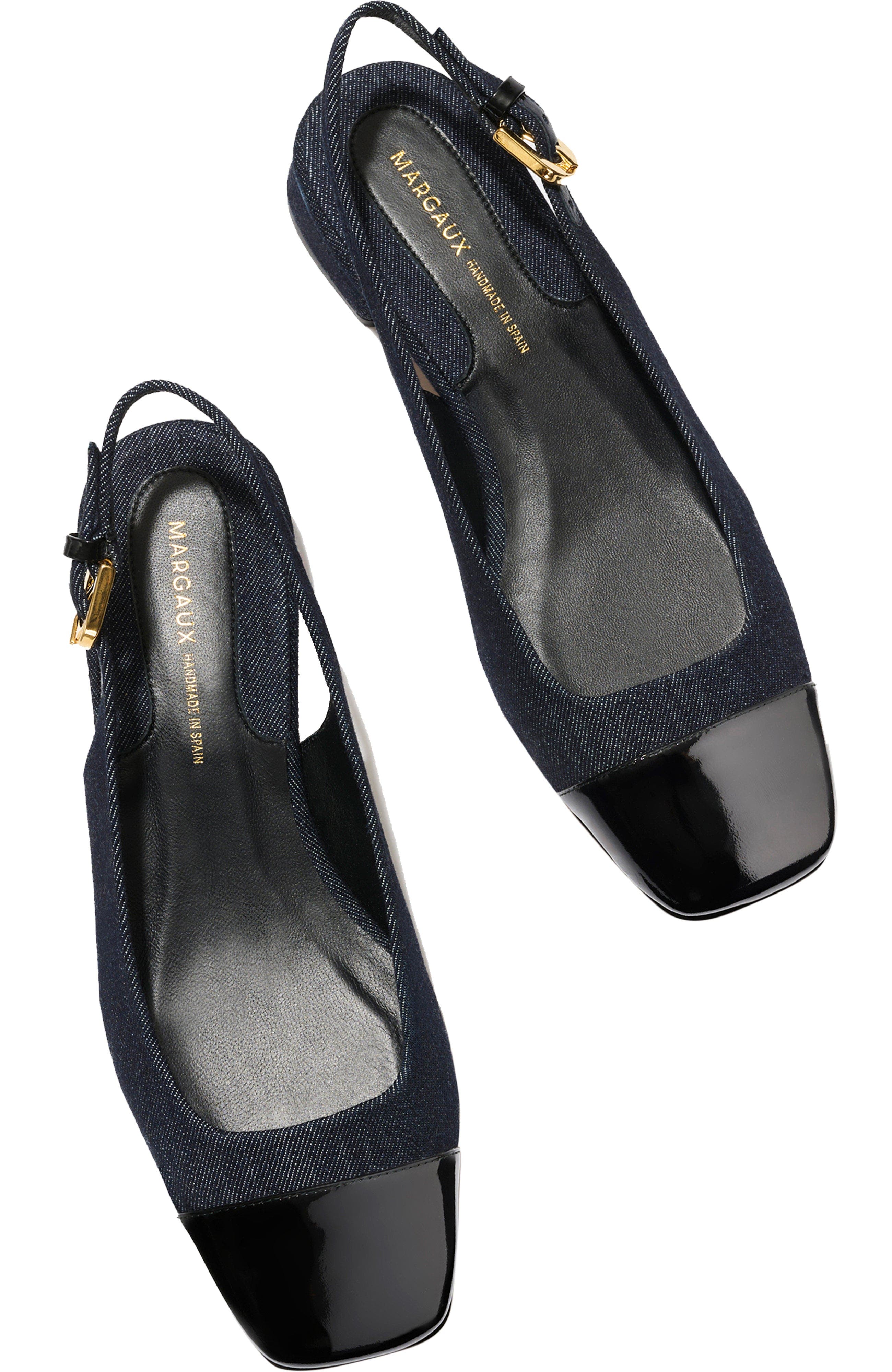 The Darcy Slingback, Alternate, color, Indigo Denim and Patent