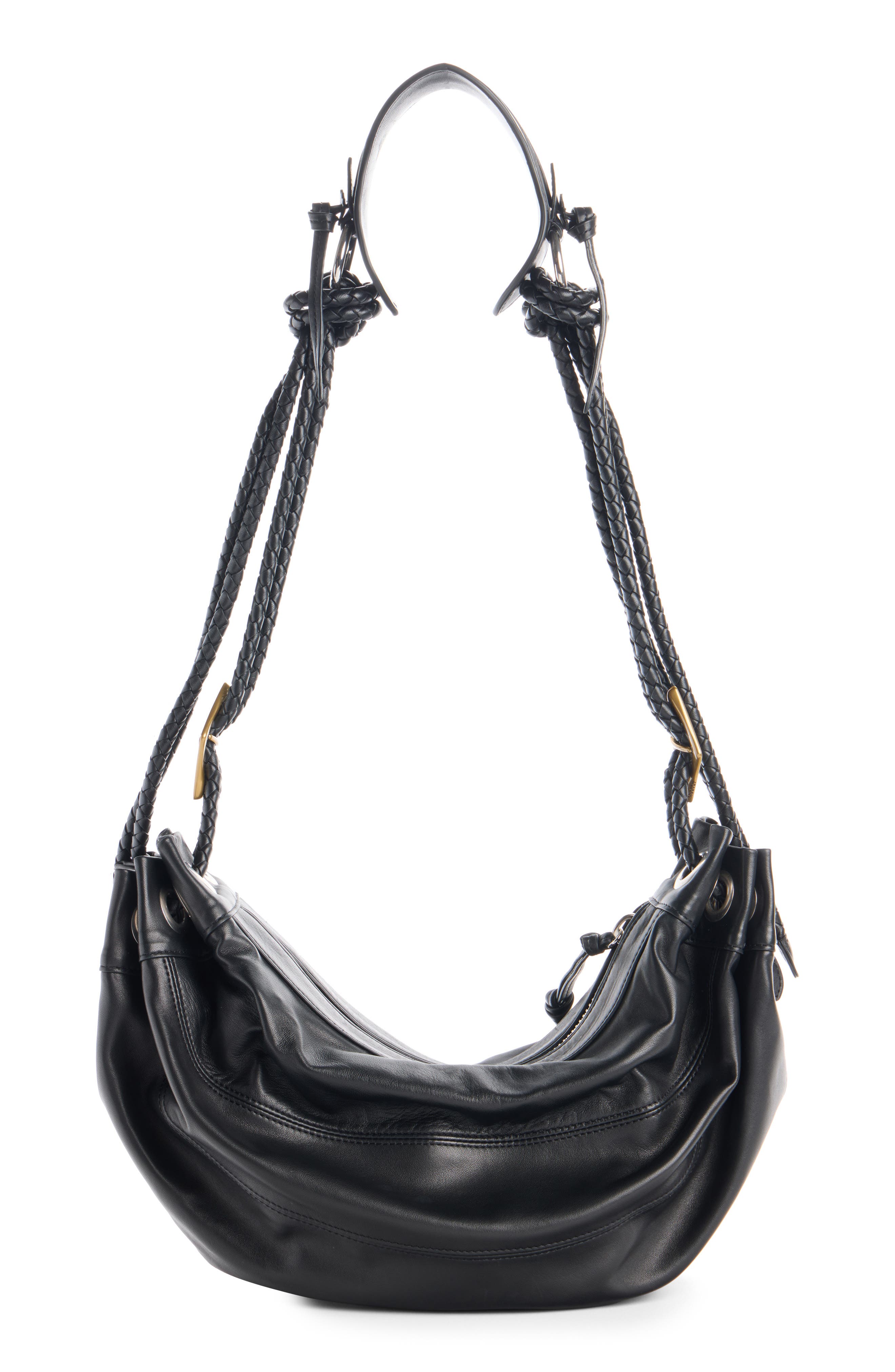 Isabel Marant Medium Maia Leather Shoulder Bag, Alternate, color, Black