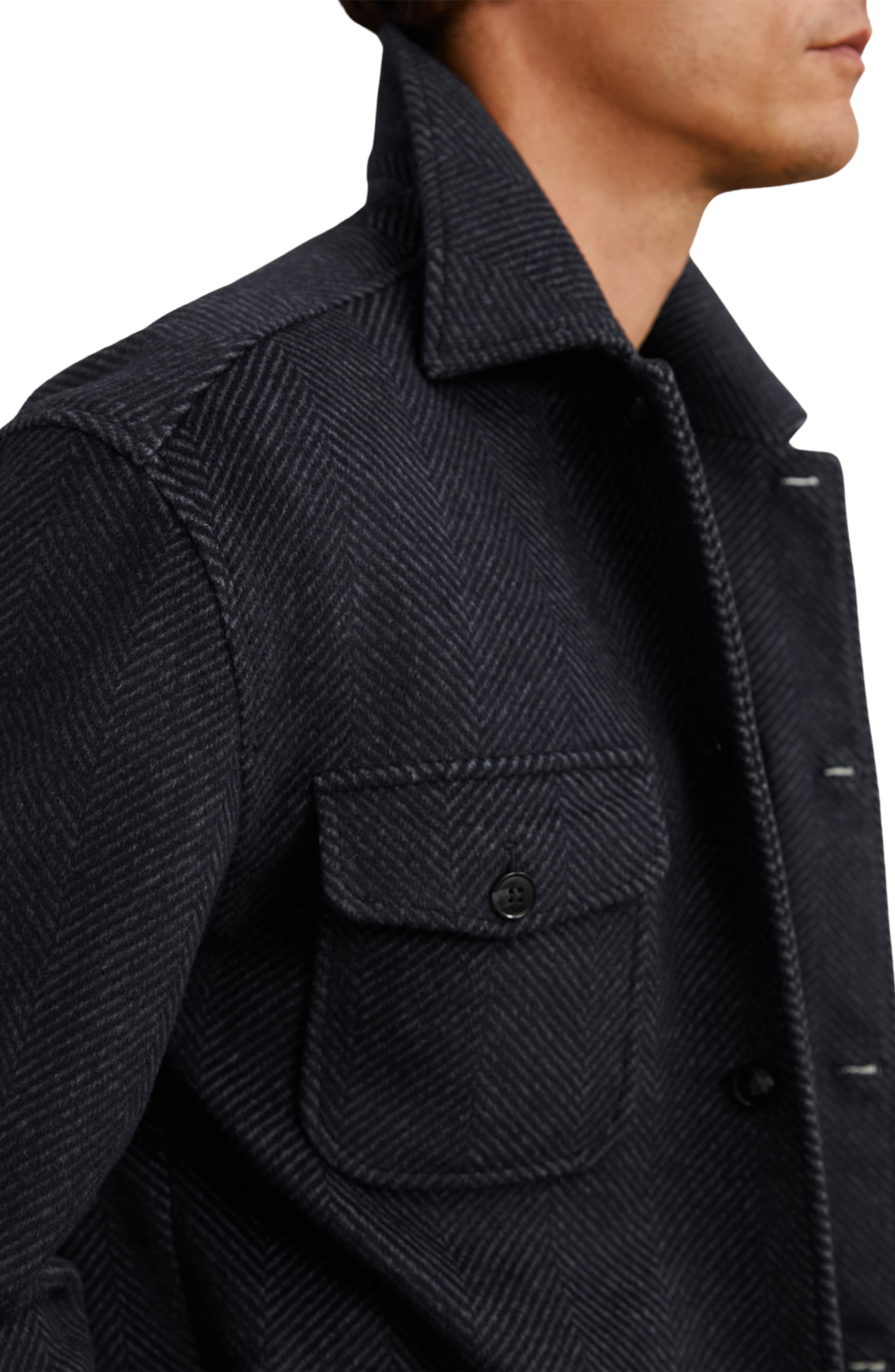 Compton Herringbone Wool Blend Shirt Jacket - image 2