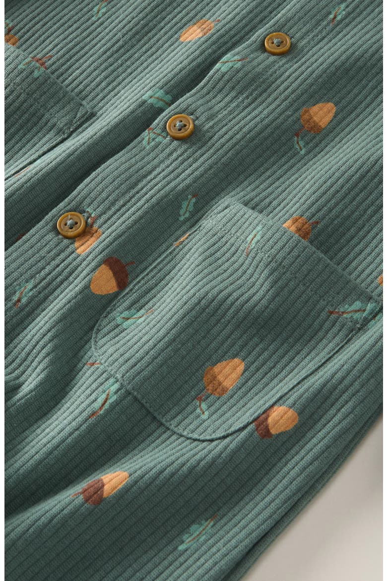 Kids' Pocket Rib Romper, Alternate, color, GREEN TREE ACORNS