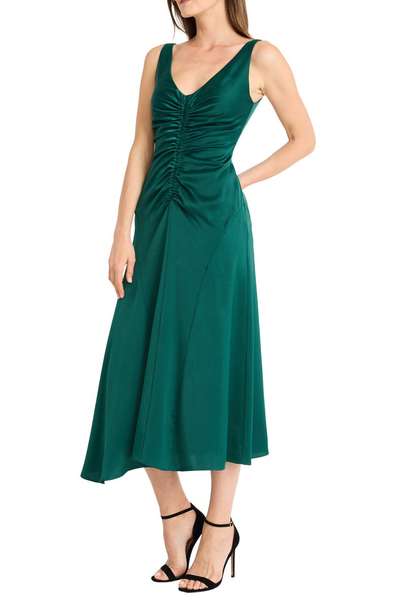Maggy London Ruched Sleeveless Midi Dress, Alternate, color, 