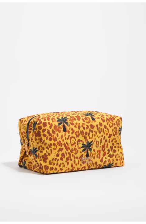 Large Leopard Palms Nylon Make-Up Case