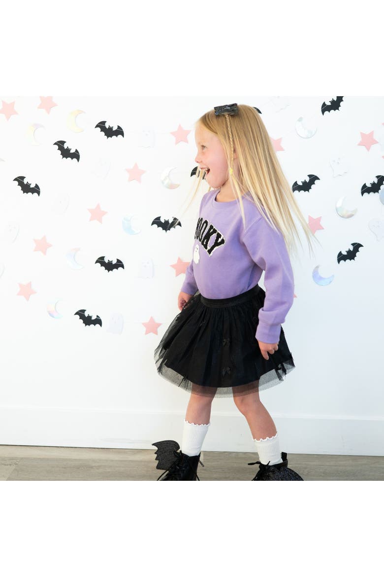 Spooky Ghost Patch Halloween Sweatshirt, Alternate, color, Lavender