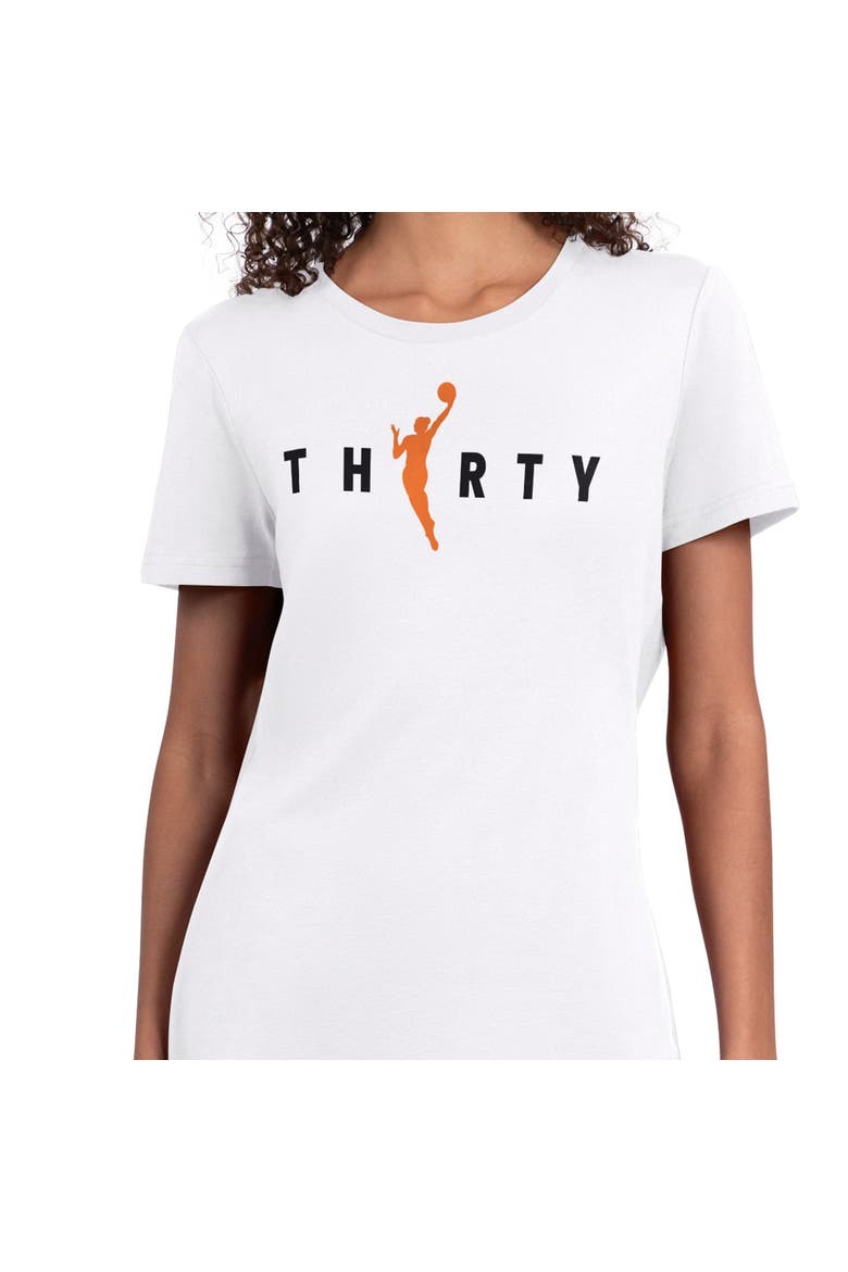 Women's Starter  White WNBA 30th Anniversary Scoop Neck T-Shirt, Alternate, color, White