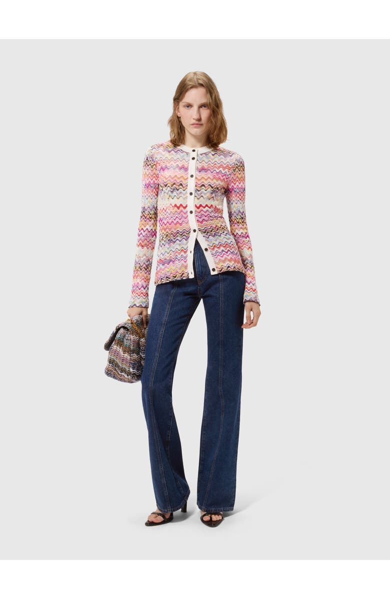 Missoni Slim-fit Crewneck Buttoned Cardigan, Alternate, color, Pink & Multicoloured