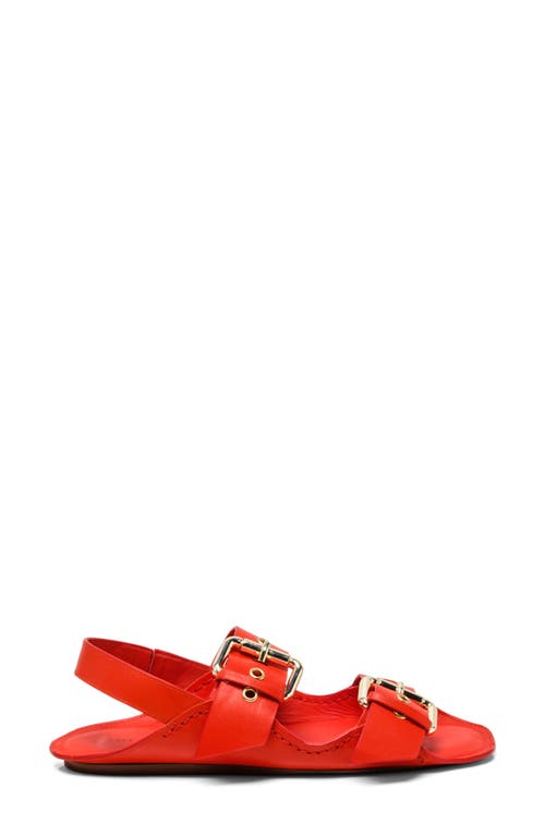 Free People Blossom Buckle Flat Sandal In Salsa Leather
