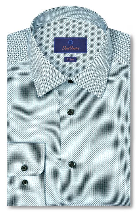 Trim Fit Micro Geometric Cotton Dress Shirt