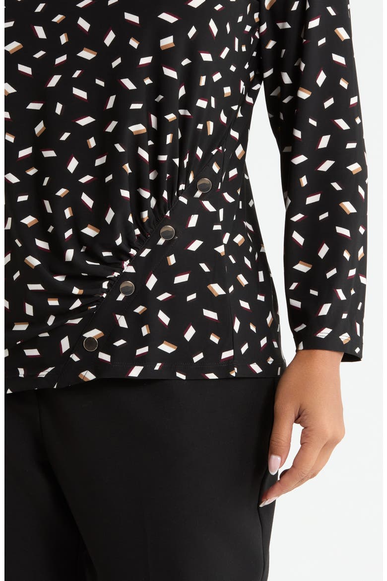 Ruched Long Sleeve Jersey Top, Alternate, color, ANNE BLACK MULTI