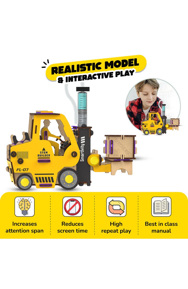 Smartivity Hydraulic Forklift Diy Stem Wooden Building Set, Alternate, color, 