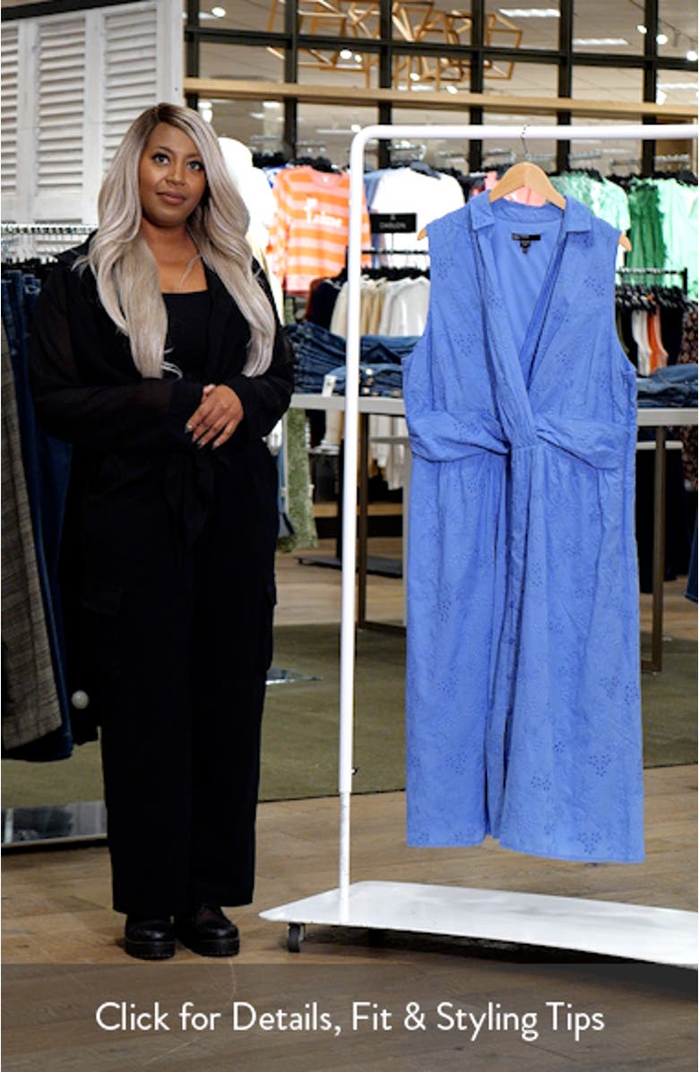 Eyelet Front Wrap Sleeveless Maxi Dress, sales video thumbnail