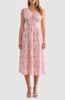Floral Sleeveless Fit & Flare Chiffon Midi Dress