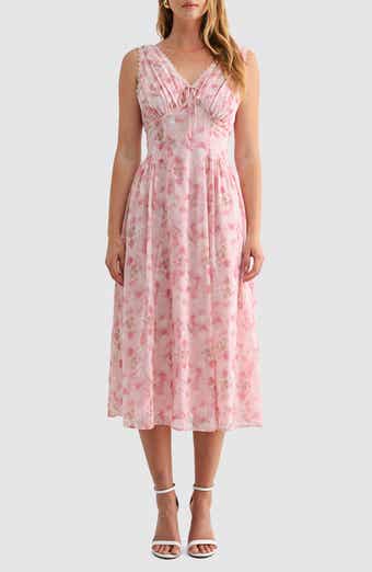 Floral Sleeveless Fit & Flare Chiffon Midi Dress