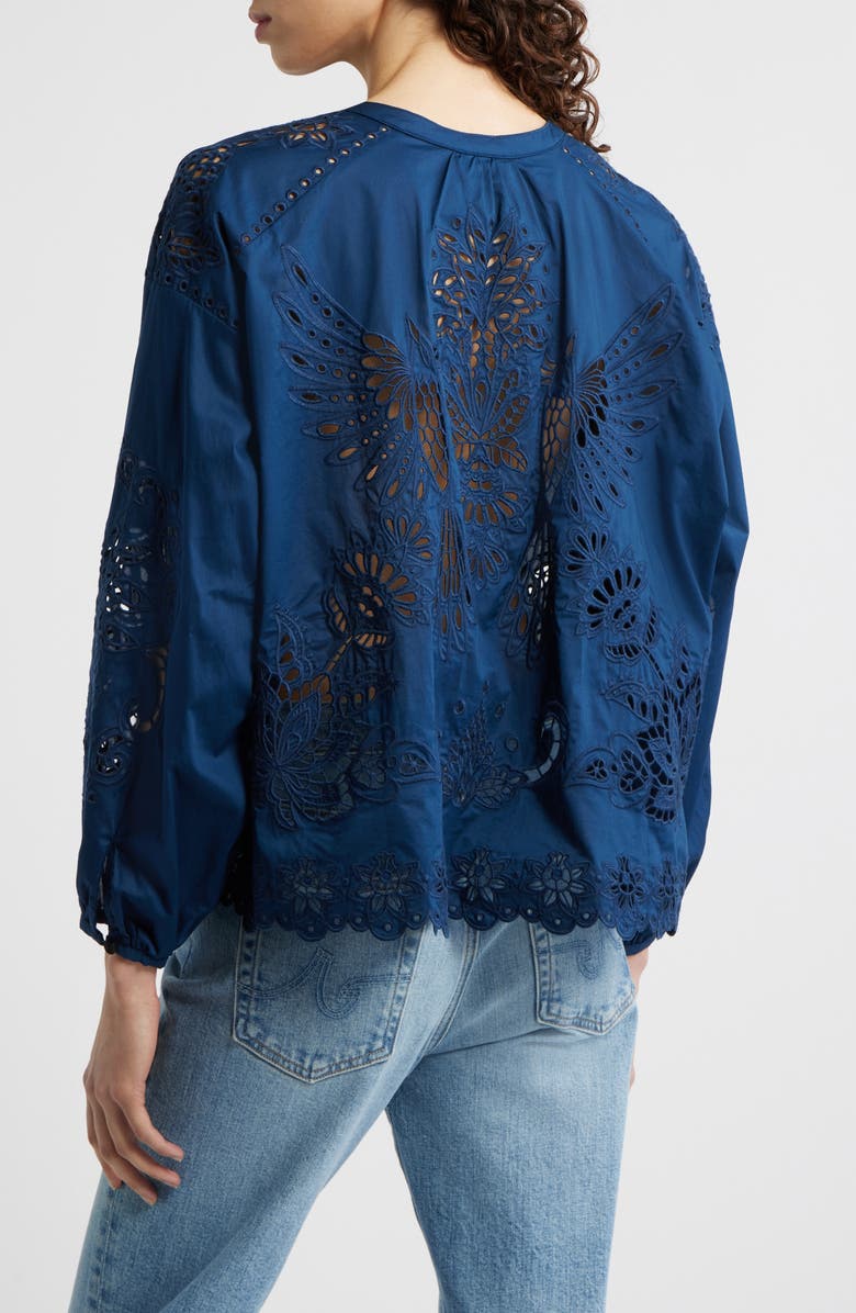 FARM Rio Artisanal Button-Up Top, Alternate, color, Navy Blue