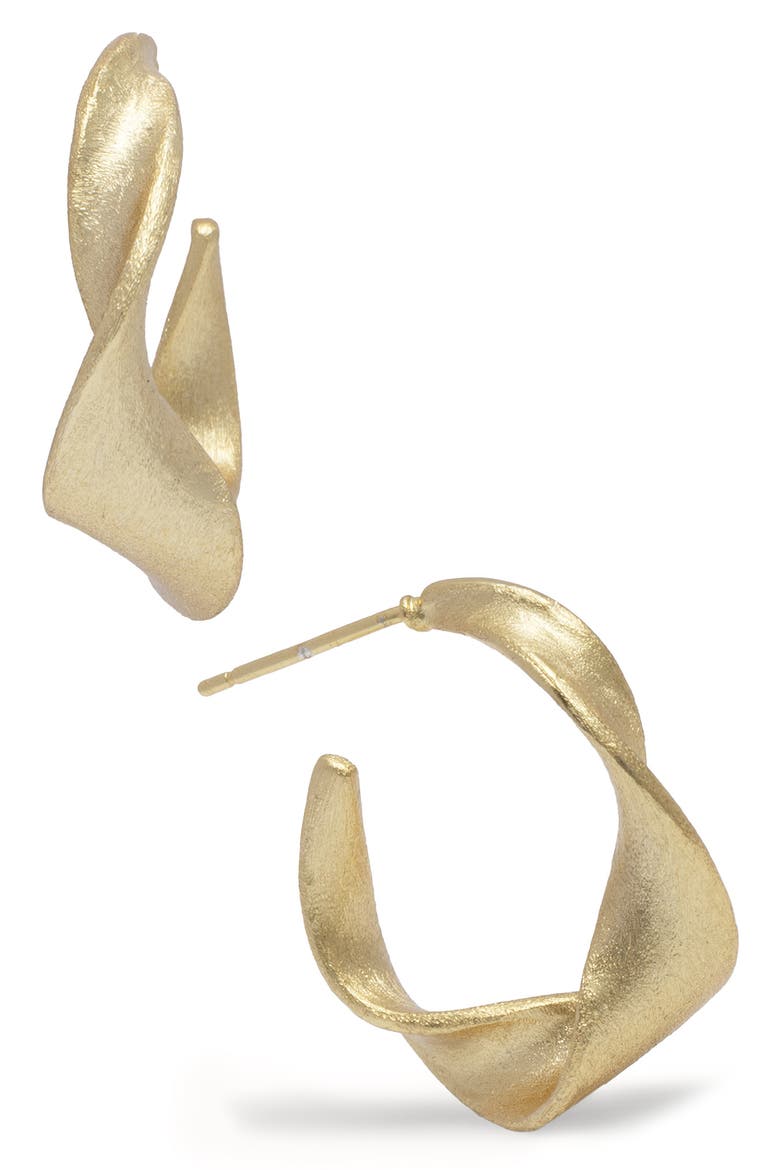 Warped Hoop Earrings, Main, color, GOLD