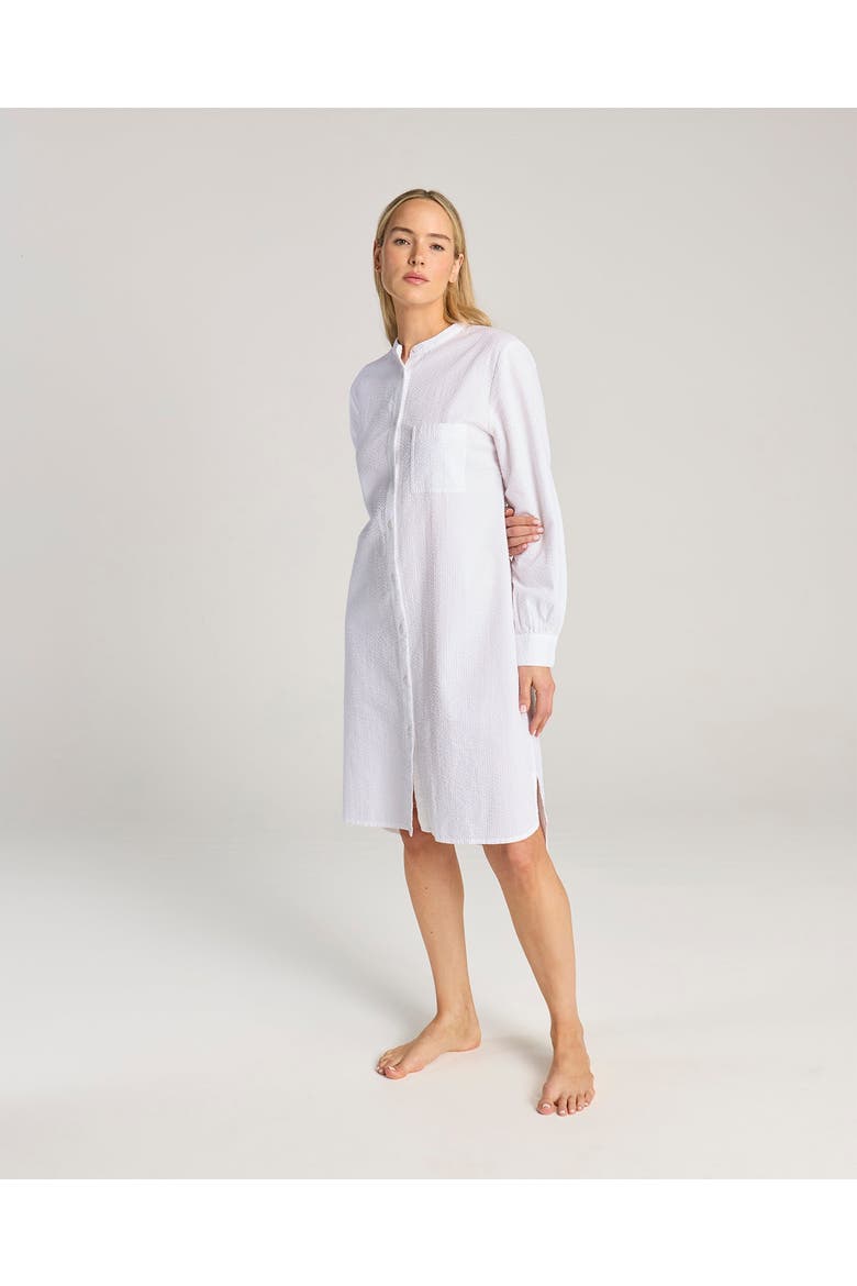 The Seersucker Shirt Dress, Alternate, color, White