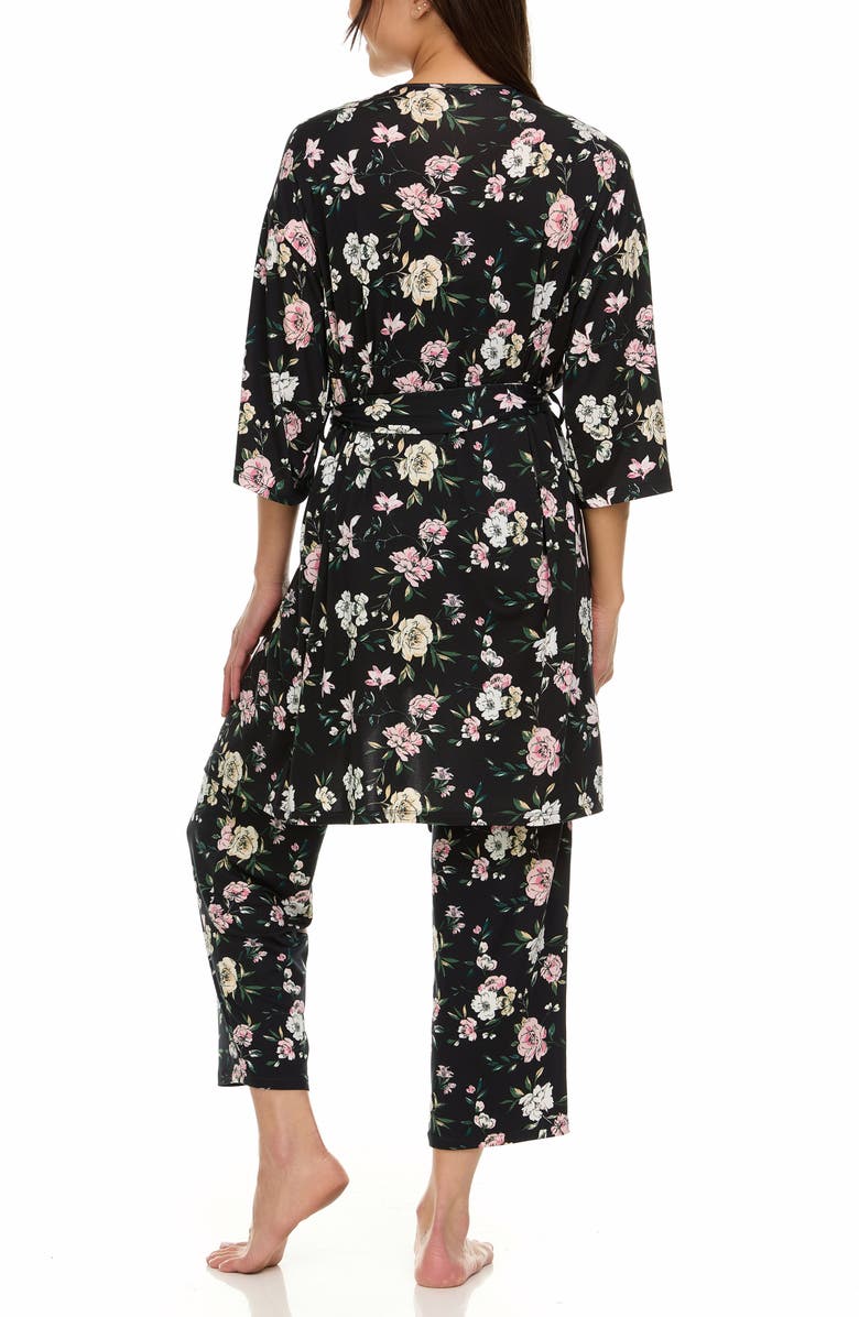 Flora By Flora Nikrooz Madison 3-Piece Travel Pajamas, Alternate, color, Black