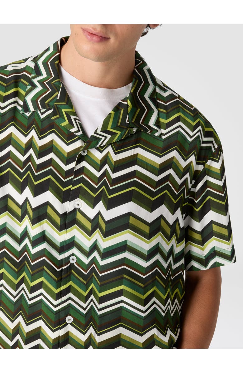 UM Bowling Shirt In Viscose With Zigzag Print, Alternate, color, Green