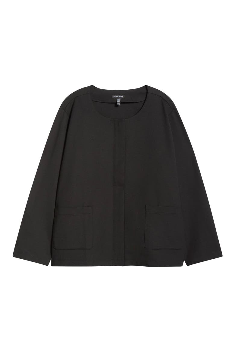 Collarless Zip Jacket, Alternate, color, BLACK