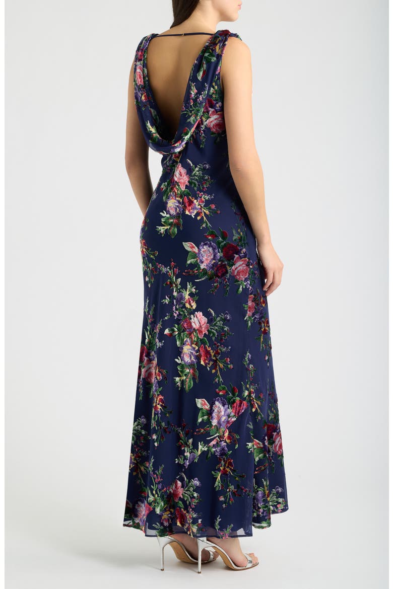 Khloe Floral Burnout Maxi Dress, Alternate, color, NAVY