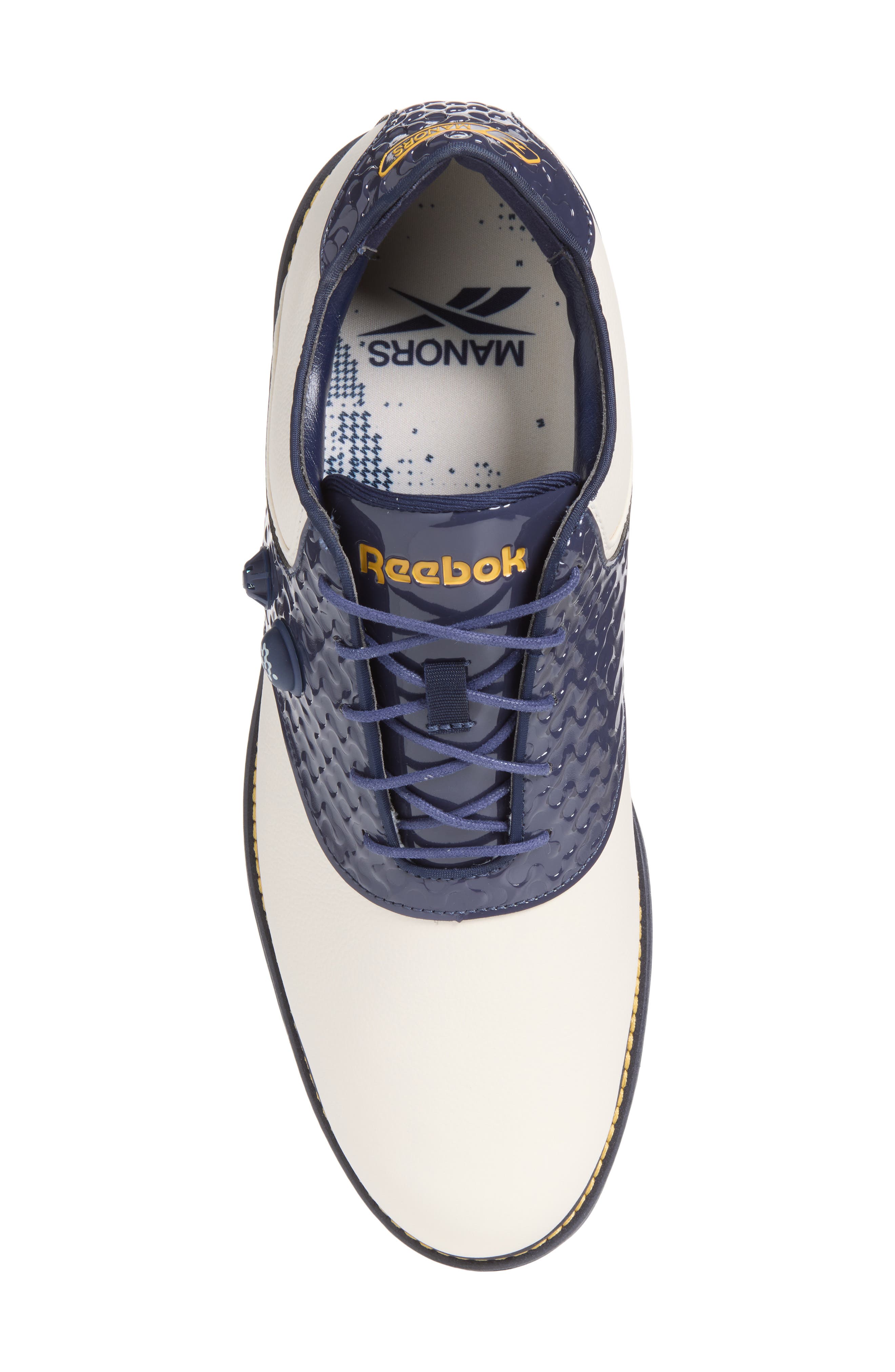 x Manors OG Pump Spikeless Golf Shoe, Alternate, color, NAVY/CHALK/YELLOW