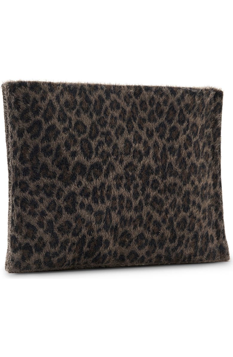 AllSaints Izzy Leopard Faux Fur Clutch, Alternate, color, Leppo Brown