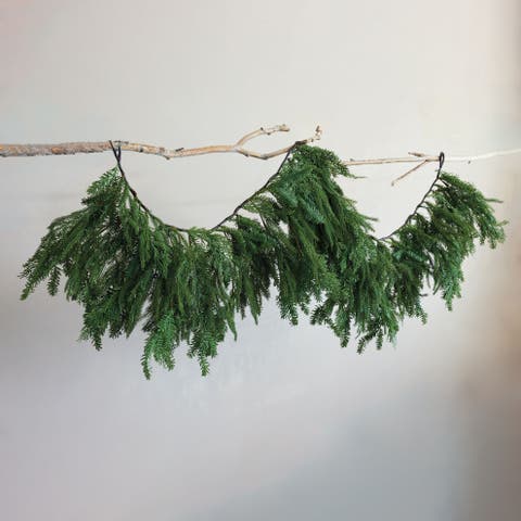 Evergreen Cypress Garland with Iron Accents