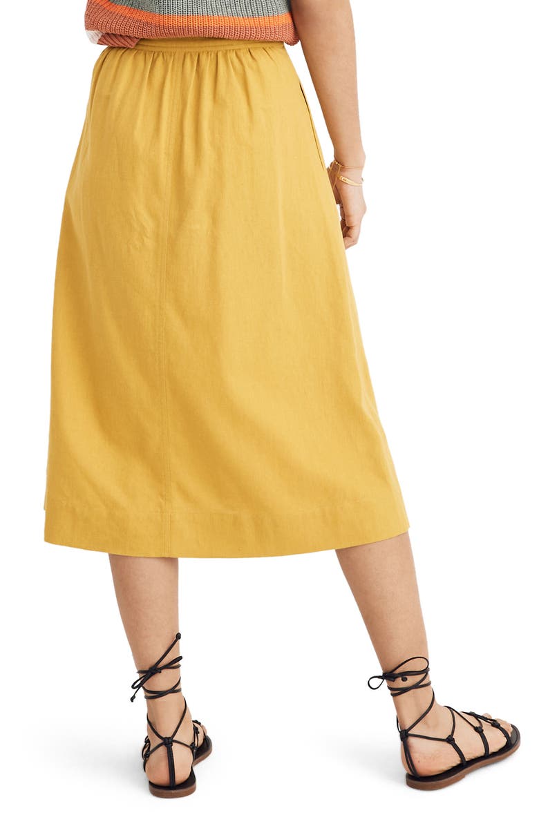 Madewell Tie Palisade Button Front Midi Skirt, Alternate, color,