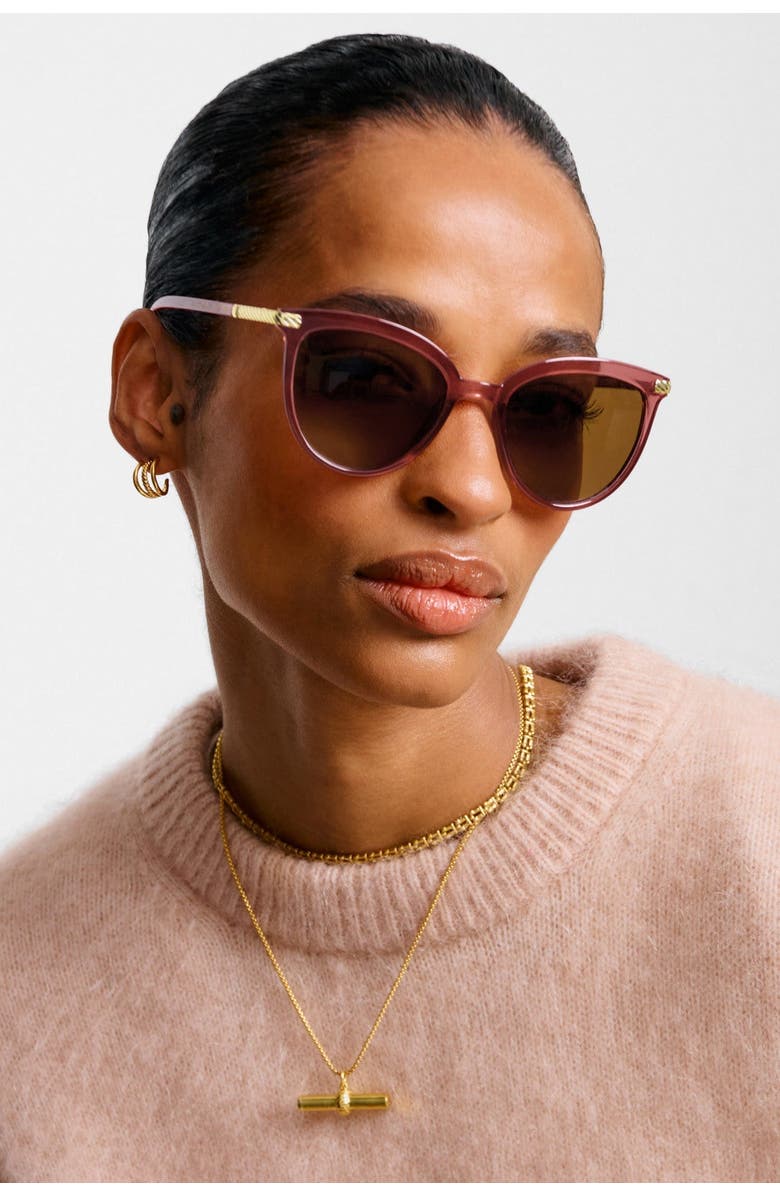 Katie Loxton Ravello Round Sunglasses in Cherry Transparent, Alternate, color, Cherry