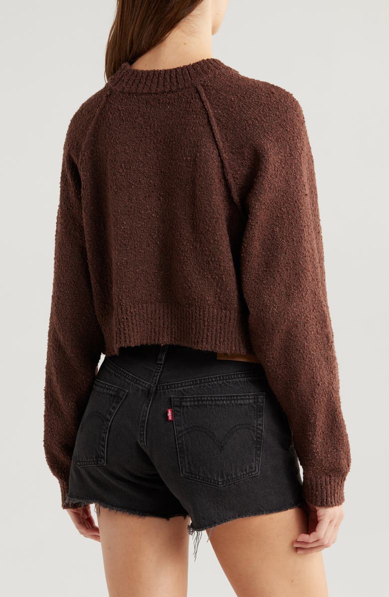 PacSun Snug Raglan Sleeve Crop Sweater, Alternate, color, French Roast