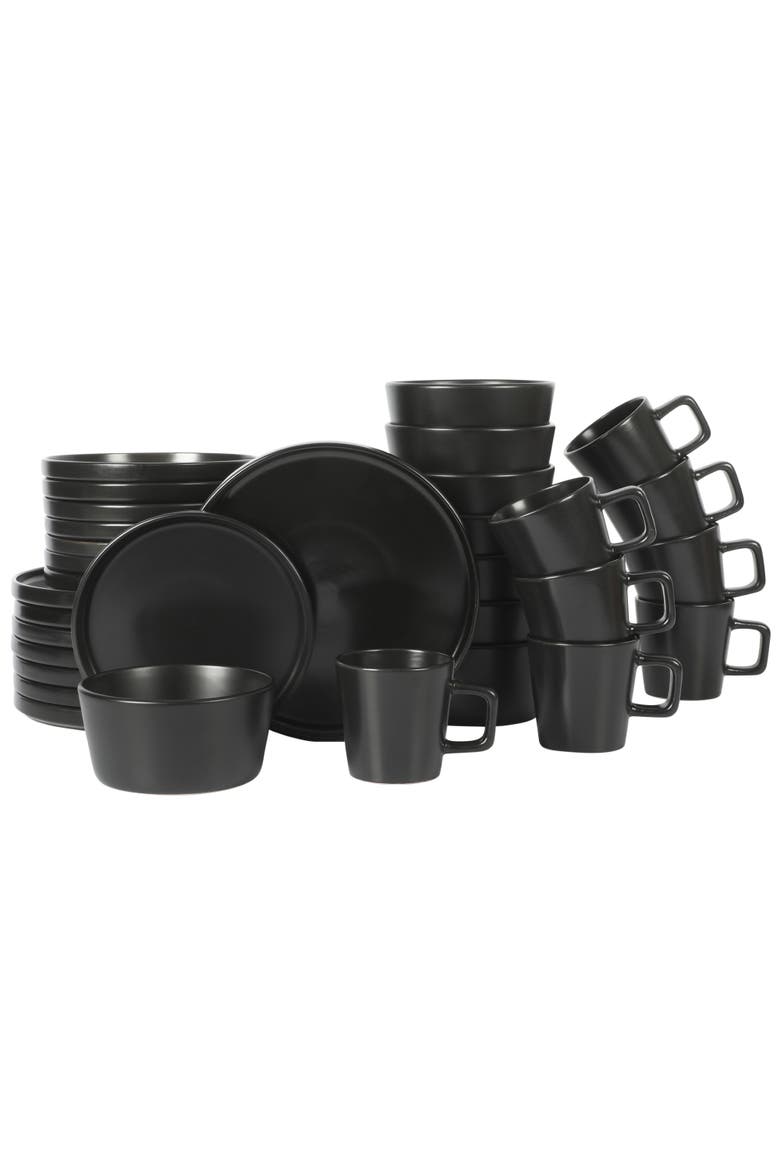 Soho Lounge Bowery Matte Stoneware Dinnerware Set, Main, color, Black