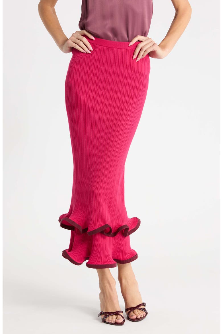 Millie Ribbed Midi Skirt, Main, color, POMEGRANATE