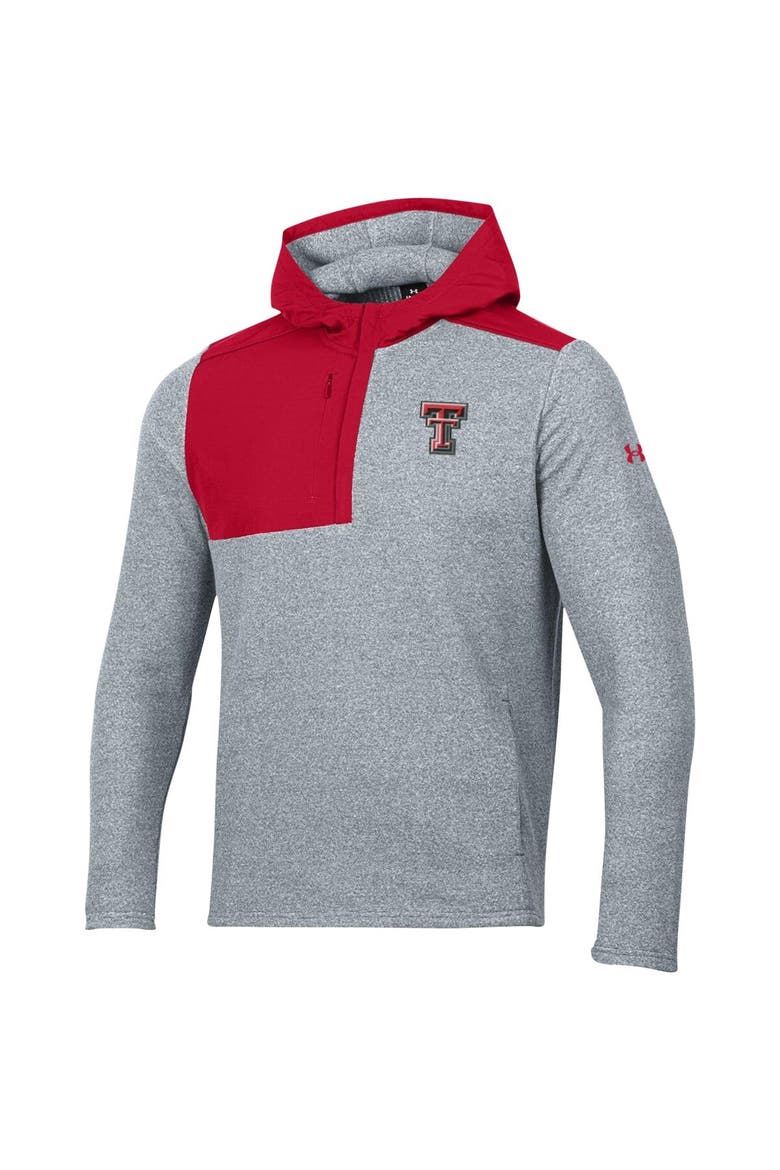 Men's Under Armour Gray Texas Tech Red Raiders Survivor Fleece Hoodie Quarter-Zip Jacket, Alternate, color, Gray