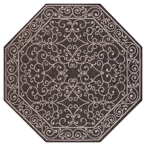 Jonathan Y Charleston Vintage Filigree Textured Weave Octagon Indoor/outdoor Area Rug In Black