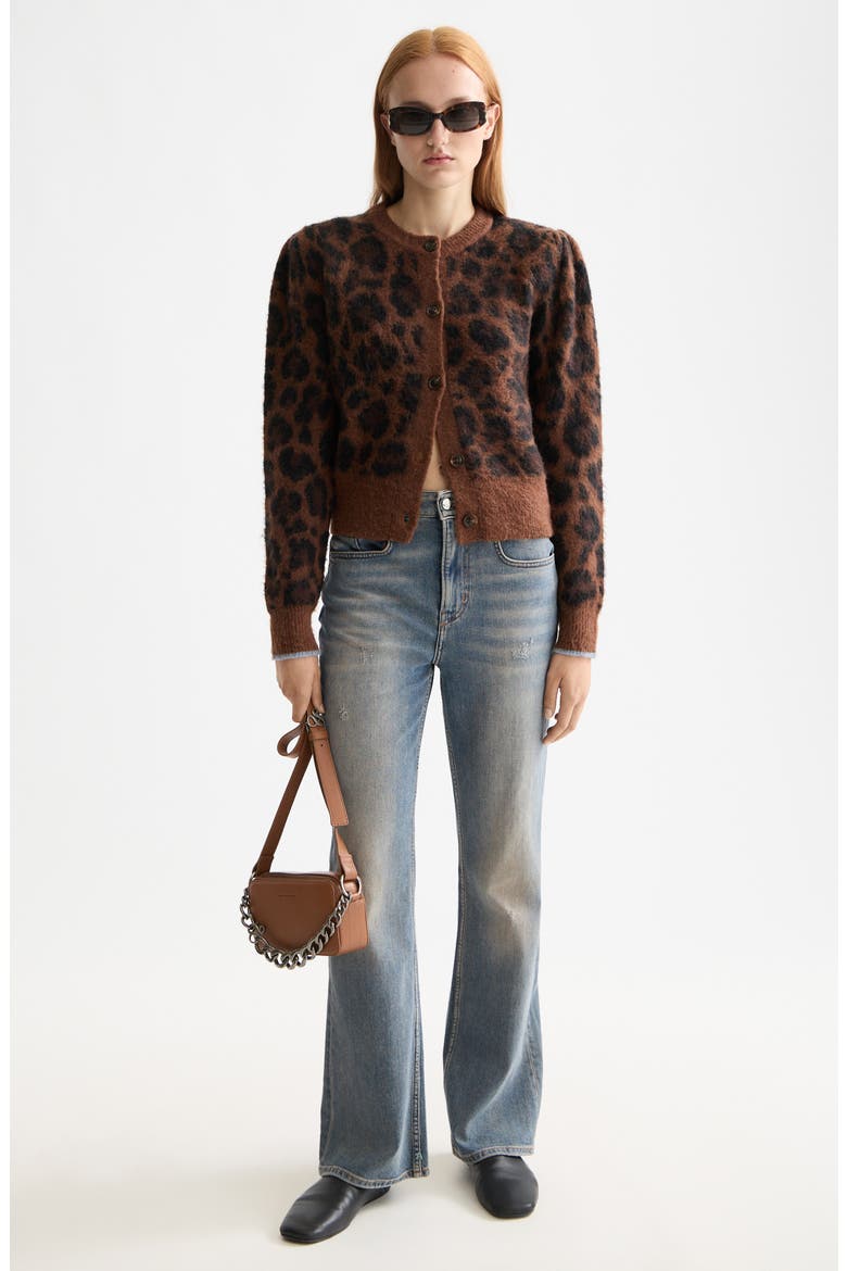 Fuzzy Jacquard Cardigan, Alternate, color, PEACE LEOPARD