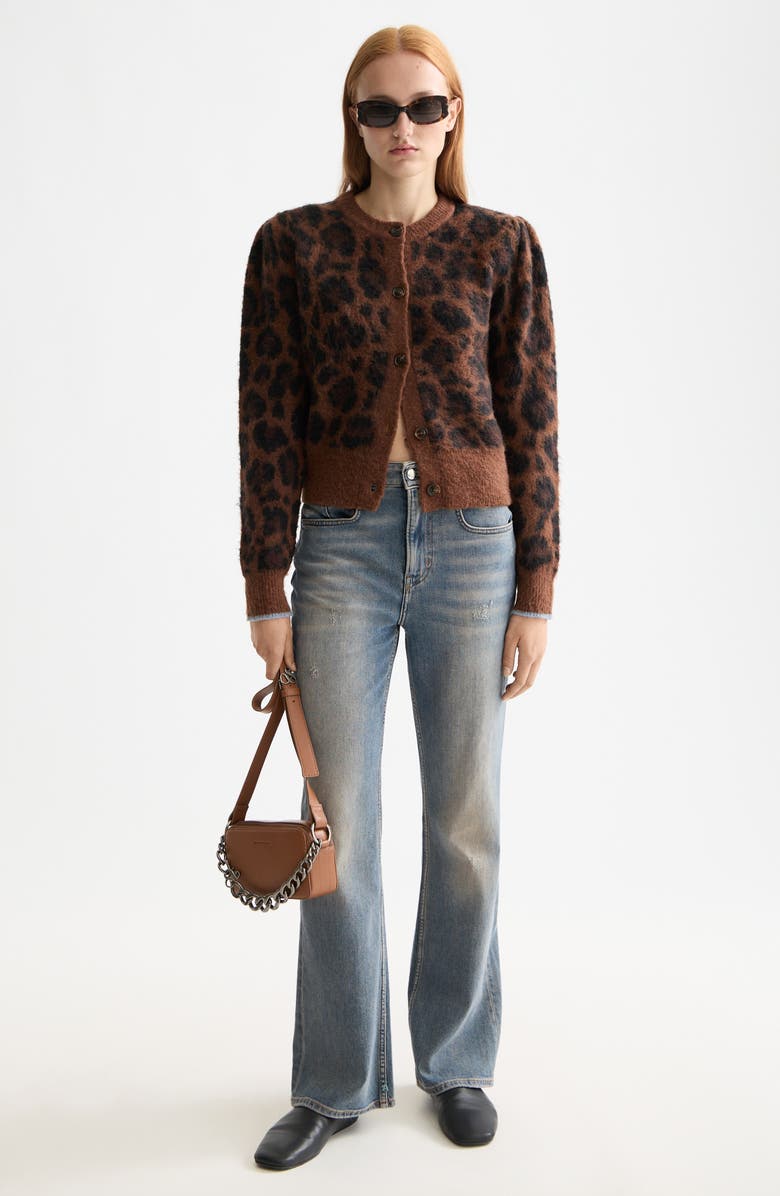 Scotch & Soda Fuzzy Jacquard Cardigan, Alternate, color, Peace Leopard