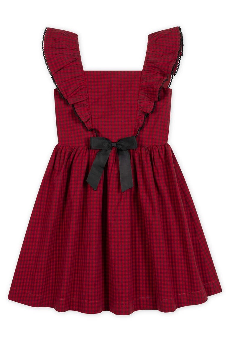 Kids' Organic Ruffle Jumper Dress, Main, color, Red Gingham