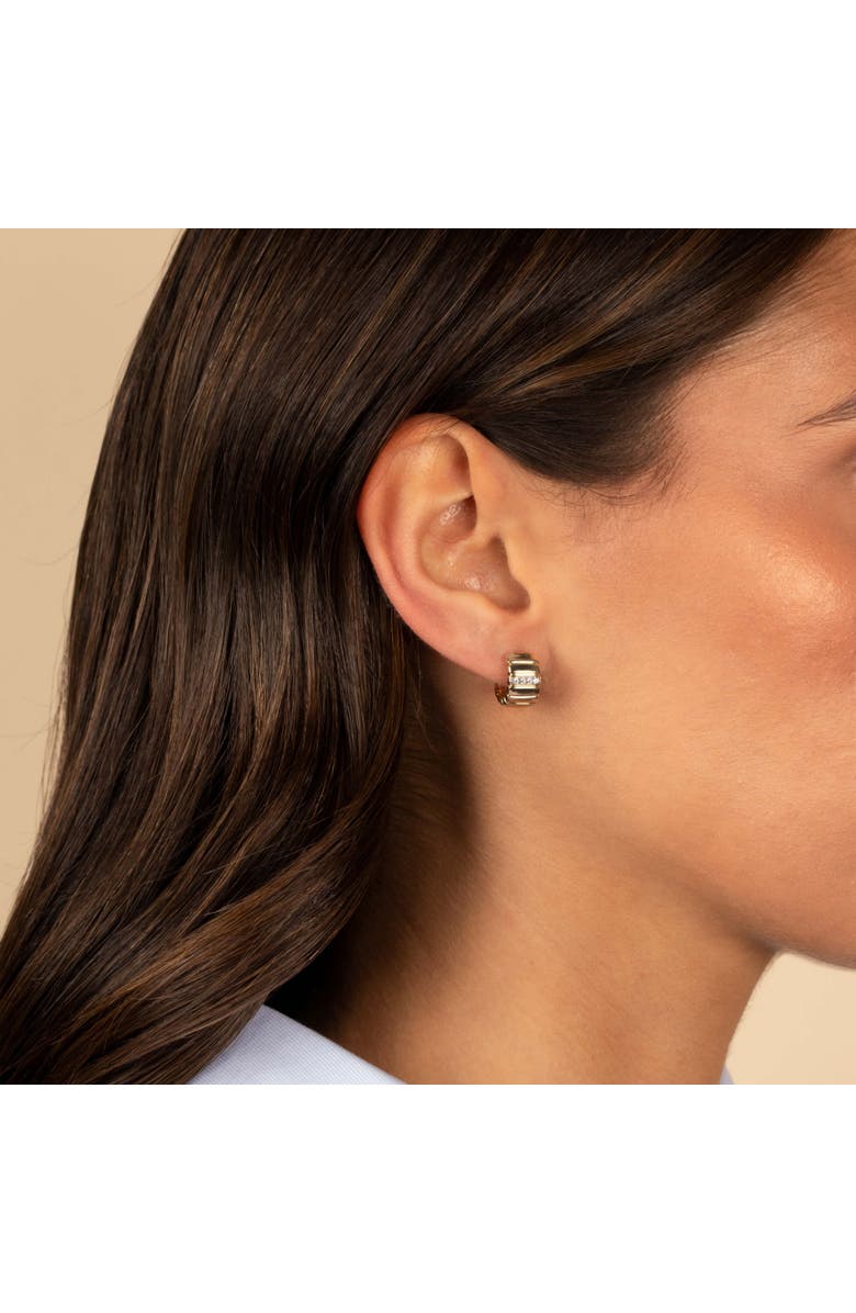 BY ADINA EDEN Pave Accented Ridged Box Hoop Earring, Alternate, color, Gold