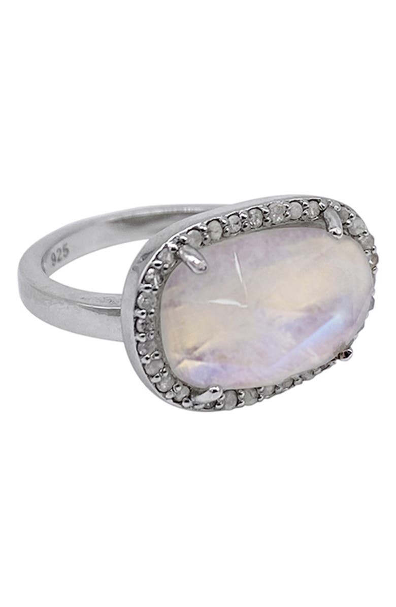 Sterling Silver Diamond & Moonstone Ring