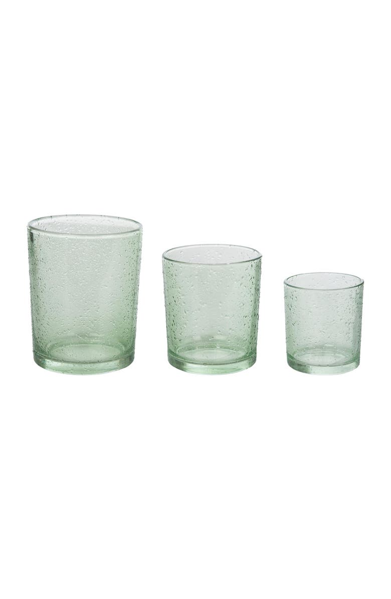 Transpac Set of 3 Textured Glass Candle Holders for Home Decor Spring Collection, Main, color, Multicolored