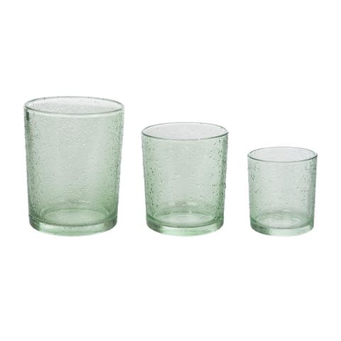 Set of 3 Textured Glass Candle Holders for Home Decor Spring Collection