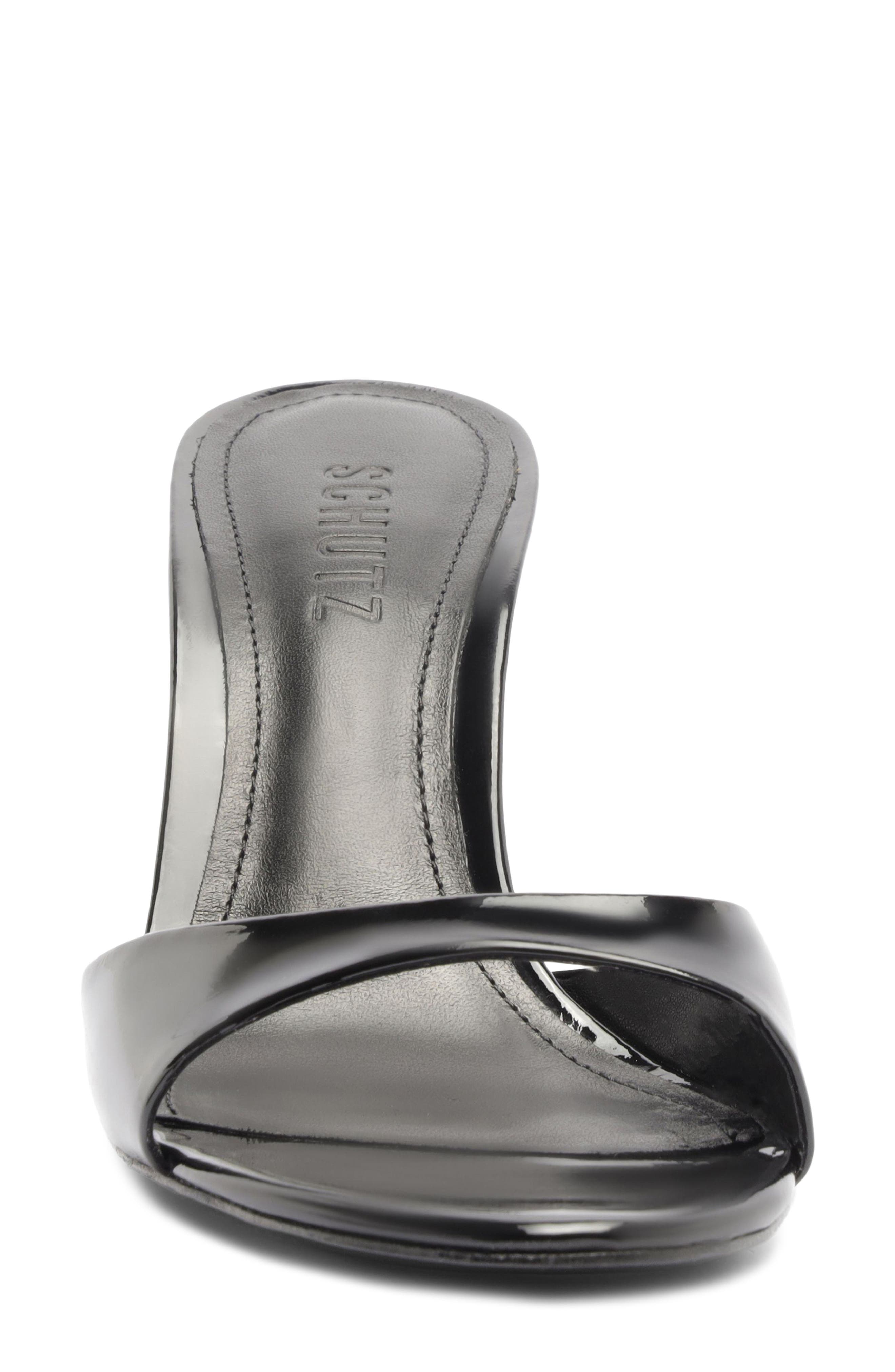 Sally Leather Slide Sandal, Alternate, color, BLACK