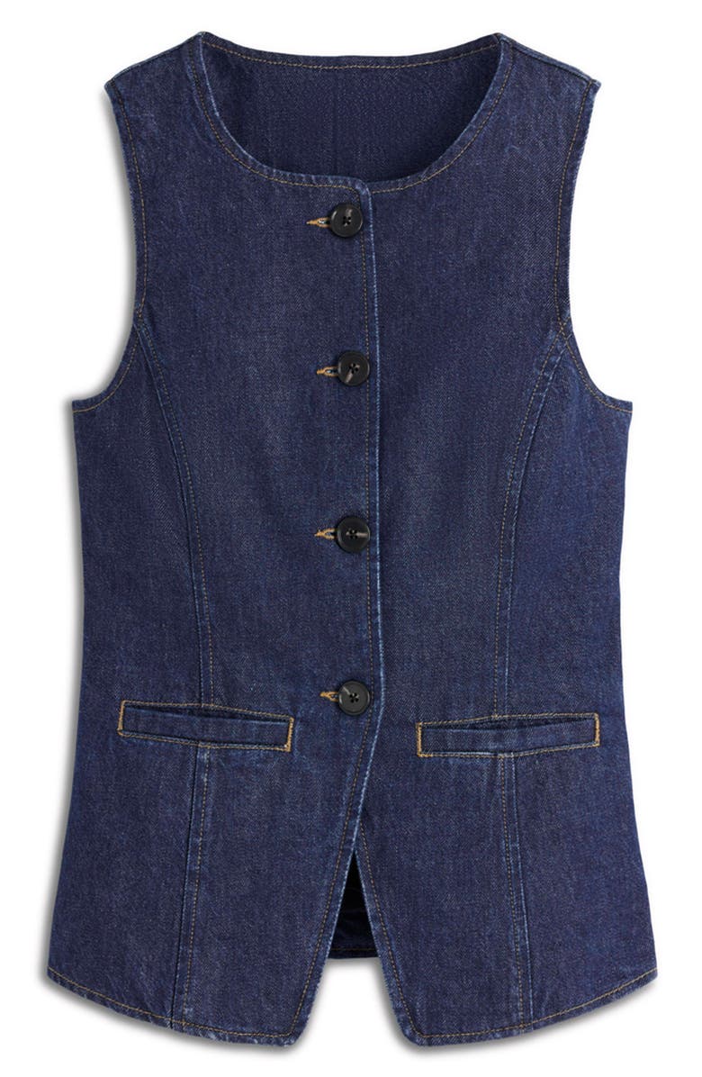 Boden Cotton Denim Vest, Alternate, color, Indigo Denim
