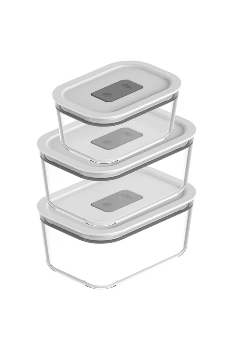 Stackable Airtight Glass Food Storage Container Set with Microwave Valve and Leak Proof Lid, 6 Piece, Main, color, Clear with White Lid